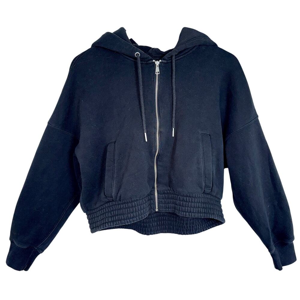 Abercrombie & Fitch Soft AF Max Essentials Black Full Zip Cropped Hoodie Size M - Picture 2 of 7